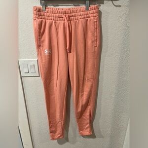 Under Armour Women's Rival Fleece Jogger Pants in a pink color